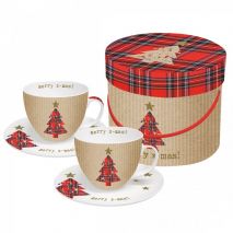 Tartan Tree Cappuccino Cup Round Gift Box (Item ID:19532)